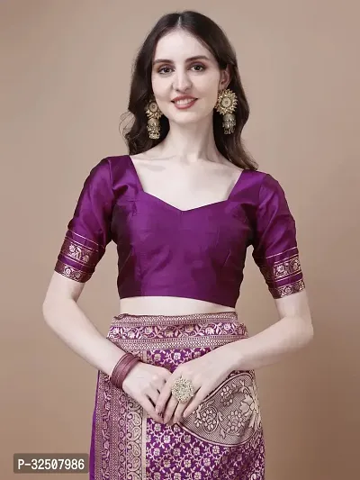 Stylish Purple Art Silk Saree With Blouse Piece For Women-thumb5