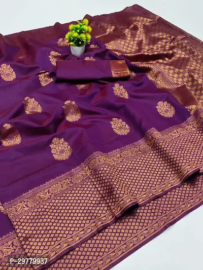 Stylish Purple Art Silk Saree with Blouse piece For Women