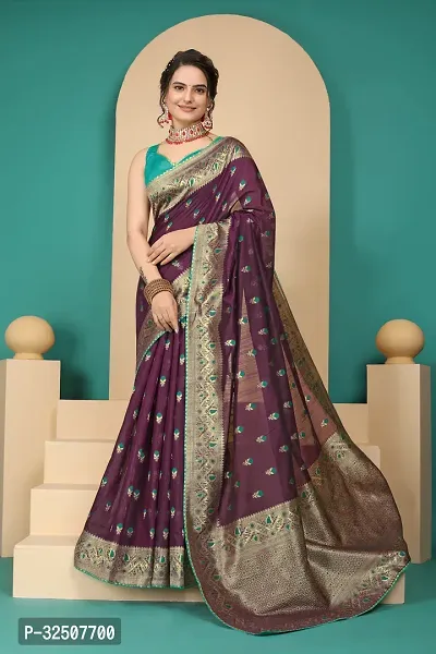 Stylish Purple Art Silk Saree With Blouse Piece For Women