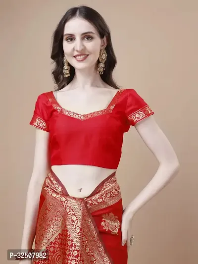 Stylish Red Art Silk Saree With Blouse Piece For Women-thumb5