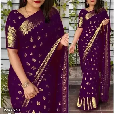 Stylish Purple Art Silk Saree with Blouse piece For Women-thumb0