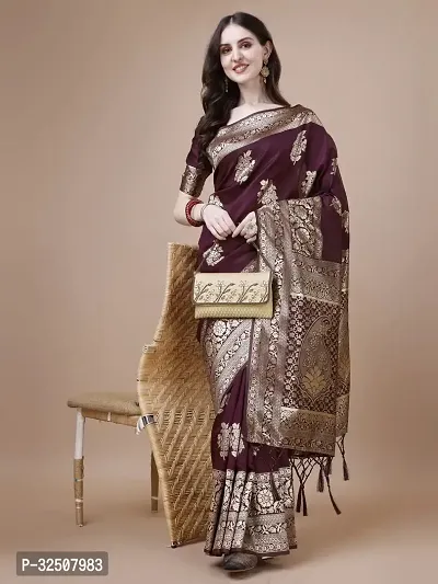 Stylish Brown Art Silk Saree With Blouse Piece For Women-thumb3