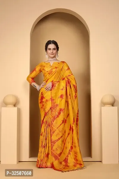 Stylish Yellow Art Silk Saree With Blouse Piece For Women-thumb0