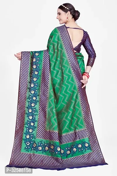 Stylish Green Art Silk Saree With Blouse Piece For Women-thumb3