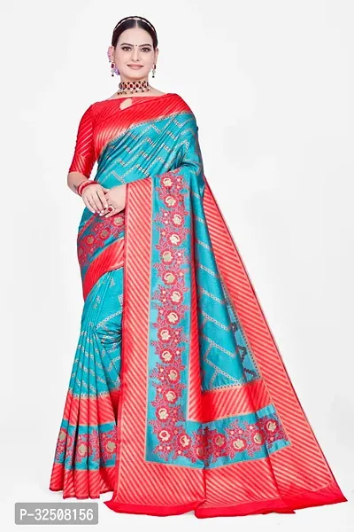 Stylish Multicoloured Art Silk Saree With Blouse Piece For Women-thumb0