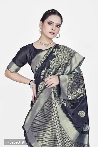 Stylish Black Art Silk Saree With Blouse Piece For Women-thumb5