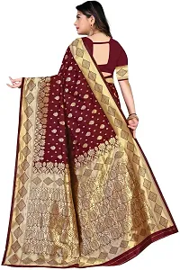 Stylish Maroon Art Silk Saree with Blouse piece For Women-thumb1