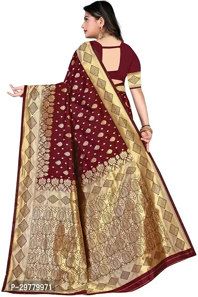 Stylish Maroon Art Silk Saree with Blouse piece For Women-thumb2