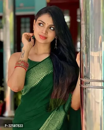 Stylish Green Art Silk Saree With Blouse Piece For Women-thumb4