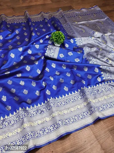 Stylish Blue Art Silk Saree With Blouse Piece For Women-thumb0