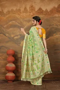 Stylish Light Green Organza Saree With Blouse Piece For Women-thumb2