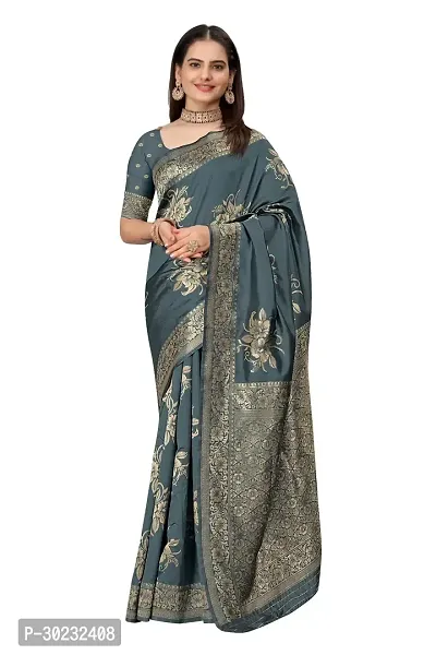 Beautiful Art Silk Saree with Blouse Piece-thumb0