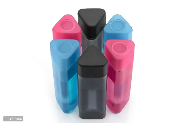 Triangle Water Bottle for Fridge, for Home Office Gym School Boy, Unbreakable 1000 ml Bottle  (Pack of 6, Multicolor, Plastic)