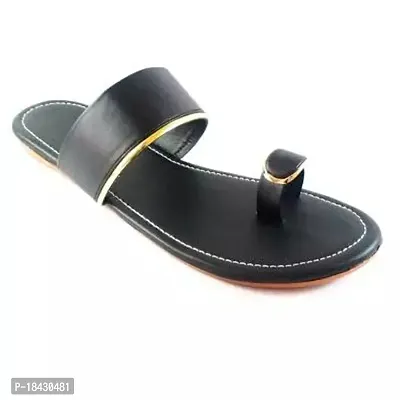 Elegant Black Textile  Flat Sandal For Women