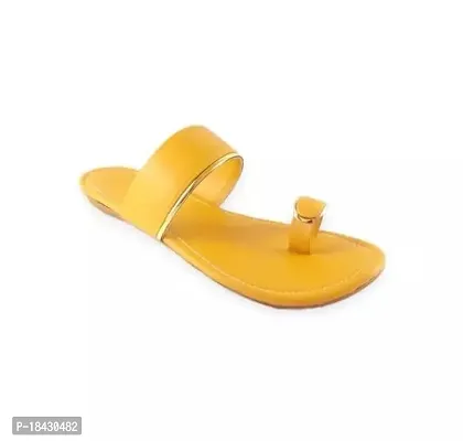 Elegant Yellow Textile  Flat Sandal For Women