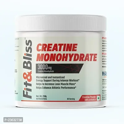 FitBliss Creatine Monohydrate 250gm Micronized for Rapid Absorption | Unflavoured, Supports Muscle Endurance  Improved Athletic Performance, Provides Energy for Intense Workout | 83 servings|-thumb0