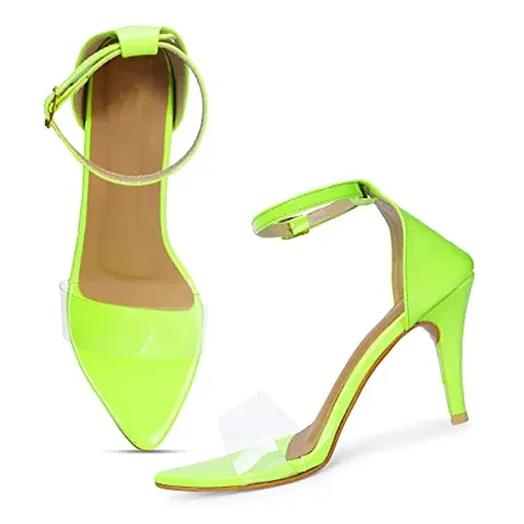 Stylish Synthetic Leather Self Design Heels For Women