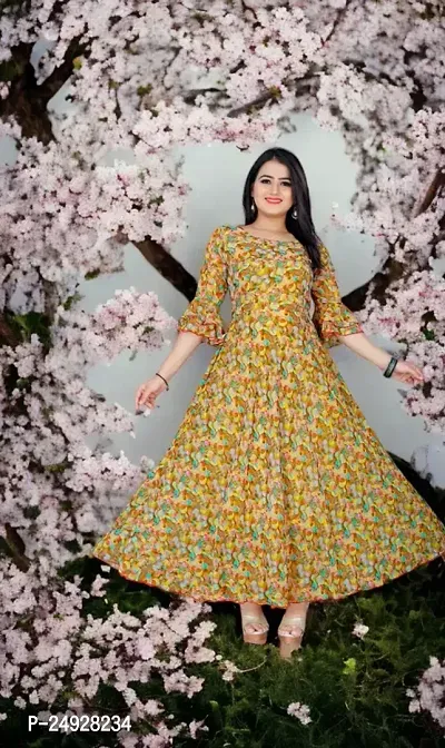 Stylish Fancy Designer Printed Georgette Kurta For Women-thumb0