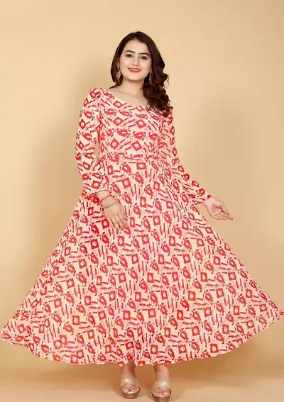 Stylish Georgette Printed A-Line Kurti