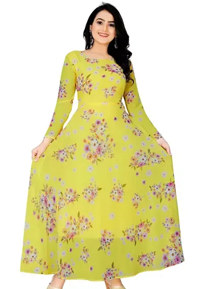 Stylish A-Line Multicoloured Georgette Printed Kurta