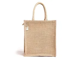 AMEYSON Yoga  Lunch Time Design Jute Bag with Zip Closure | Tote Lunch Bag | Multipurpose Bag (4)-thumb4