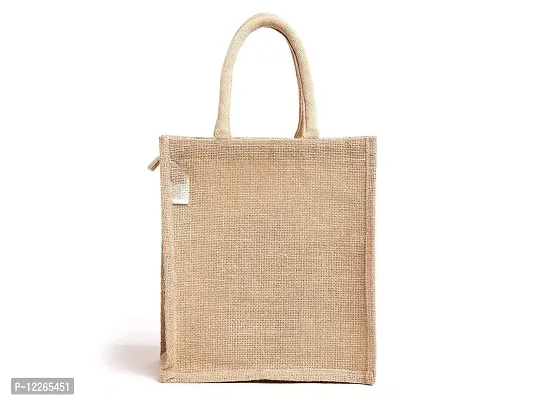 AMEYSON Yoga  Lunch Time Design Jute Bag with Zip Closure | Tote Lunch Bag | Multipurpose Bag (4)-thumb5