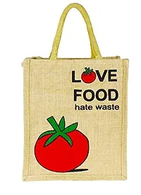 AMEYSON Food  Corn Design Jute Bag with Zip Closure | Tote Lunch Bag | Multipurpose Bag-thumb2