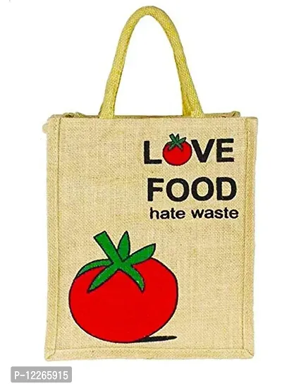 AMEYSON Food  Corn Design Jute Bag with Zip Closure | Tote Lunch Bag | Multipurpose Bag-thumb3