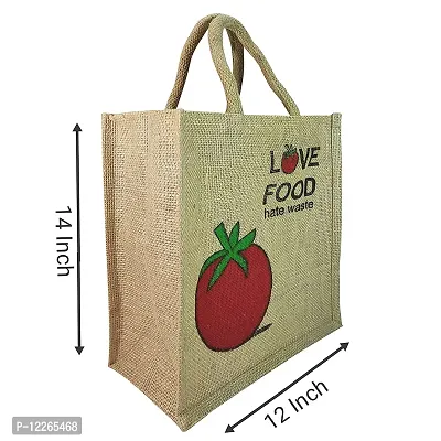 AMEYSON Tomato & Cycle Design Jute Bag with Zip Closure | Tote Lunch Bag | Multipurpose Bag (2)-thumb5