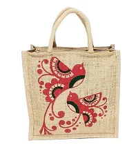AMEYSON Red Bird Eco-Friendly Jute Tote Hand Bag For Office School Grocery Milk Shopping Men & Women (Pack Of 2)-thumb1