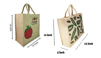 AMEYSON Food  Corn Design Jute Bag with Zip Closure | Tote Lunch Bag | Multipurpose Bag-thumb1
