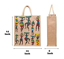 AMEYSON Dancer Design Jute Bag with Zip Closure | Tote Lunch Bag | Multipurpose Bag (4)-thumb1