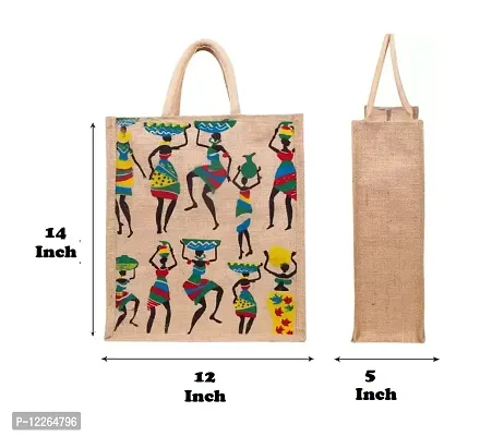 AMEYSON Dancer Design Jute Bag with Zip Closure | Tote Lunch Bag | Multipurpose Bag (4)-thumb2