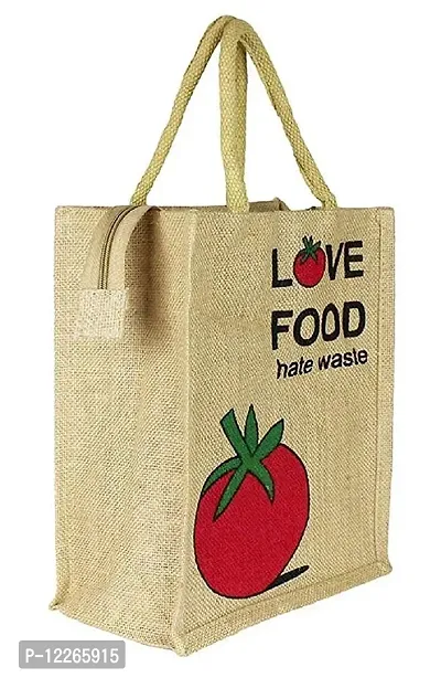 AMEYSON Food  Corn Design Jute Bag with Zip Closure | Tote Lunch Bag | Multipurpose Bag-thumb5