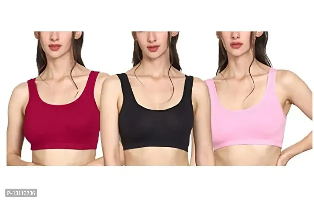 AMEYSON Sport Bra For Girl And Women Full Coverage Non-Padded Multi-Color Combo Pack 3