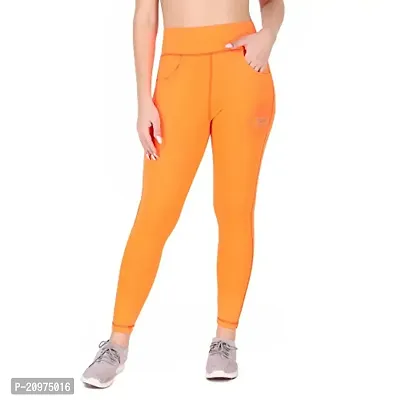 STYLESO Women High Waisted Stretchable Workout Jeggings with Pockets. Orange
