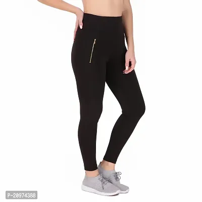 STYLESO Solid Yoga Pants for Women High Waisted Stretchable Workout Jeggings with Pockets. Black-thumb5