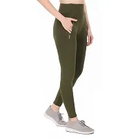 STYLESO Solid Yoga Pants for Women High Waisted Stretchable Workout Jeggings with Pockets. (3XL, Olive)-thumb3