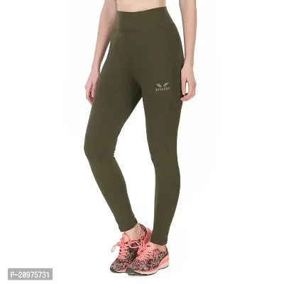 STYLESO Stretchable Workout Jegging. (M, Olive)