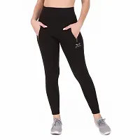 STYLESO Solid Yoga Pants for Women High Waisted Stretchable Workout Jeggings with Pockets. Black-thumb4