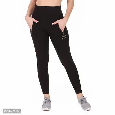 STYLESO Solid Yoga Pants for Women High Waisted Stretchable Workout Jeggings with Pockets. Black-thumb5