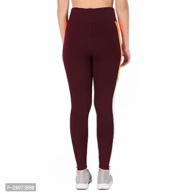 STYLESO Women Multi Strip High Waisted Stretchable Workout Jegging Wine-thumb4