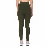 STYLESO Slim Fit Solid Ankle Length Stretchable Pant| High Waist Jeggings for Women/Girls Witgh Pockets Side Strip. Olive-thumb3