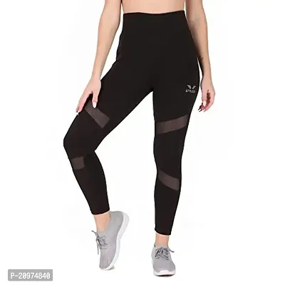 STYLESO Women's Jegging Multi Strip High Waisted Stretchable Workout. Black