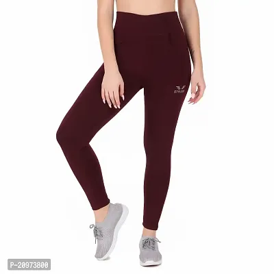 STYLESO Slim Fit Solid Ankle Length Stretchable Pant| High Waist Jeggings for Women/Girls Witgh Pockets Wine-thumb0