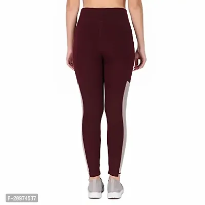 STYLESO Women's Jegging Multi Strip High Waisted Stretchable Workout Side Strip. Wine-thumb4