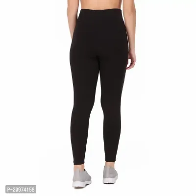 STYLESO Solid Yoga Pants for Women High Waisted Stretchable Workout Jeggings with Pockets. Black-thumb2