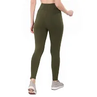 STYLESO Solid Yoga Pants for Women High Waisted Stretchable Workout Jeggings with Pockets. (3XL, Olive)-thumb1