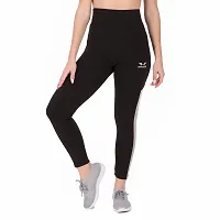 STYLESO Women's Jegging Multi Strip High Waisted Full Stretchable and Comfirtable Workout Side Strip. Black-thumb3