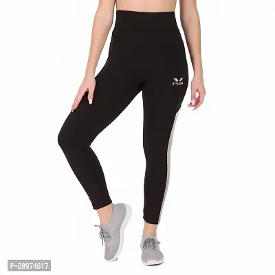 STYLESO Women's Jegging Multi Strip High Waisted Full Stretchable and Comfirtable Workout Side Strip. Black-thumb4